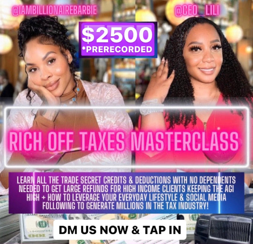 RICH OFF TAXES COMPLETE TAX INFLUENCER MASTERCLASS | 50% OFF